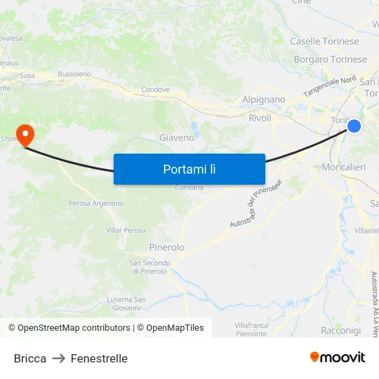 Bricca to Fenestrelle map