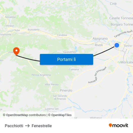 Pacchiotti to Fenestrelle map