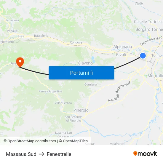 Massaua Sud to Fenestrelle map