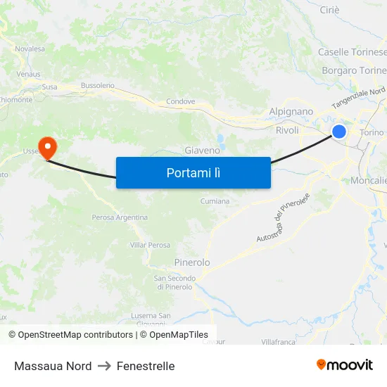 Massaua Nord to Fenestrelle map