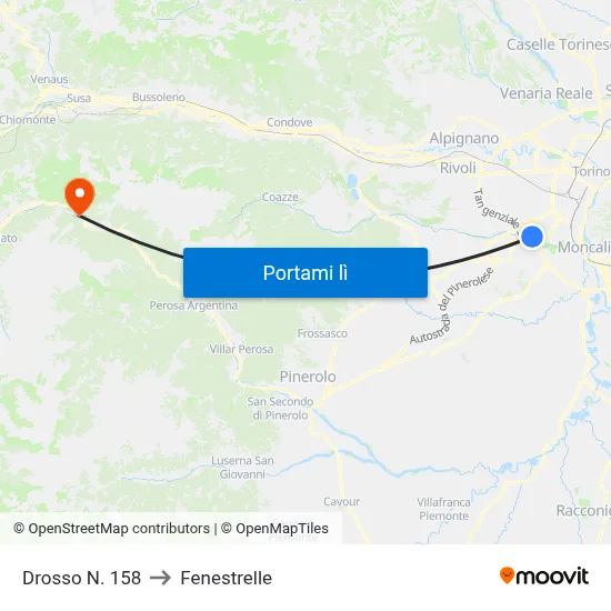 Drosso N. 158 to Fenestrelle map