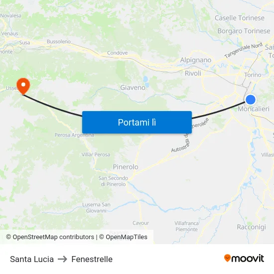 Santa Lucia to Fenestrelle map