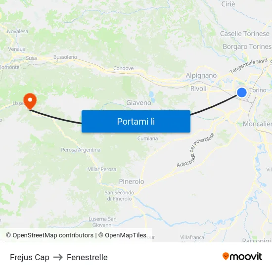 Frejus Cap to Fenestrelle map