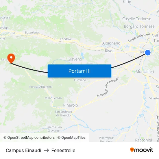 Campus Einaudi to Fenestrelle map