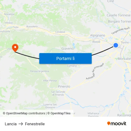 Lancia to Fenestrelle map
