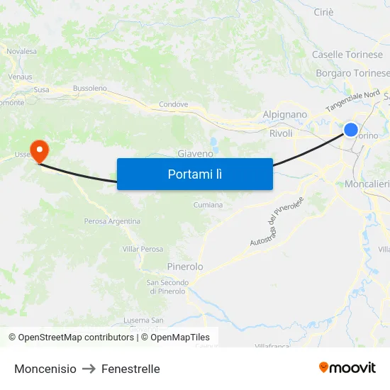 Moncenisio to Fenestrelle map