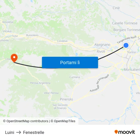 Luini to Fenestrelle map