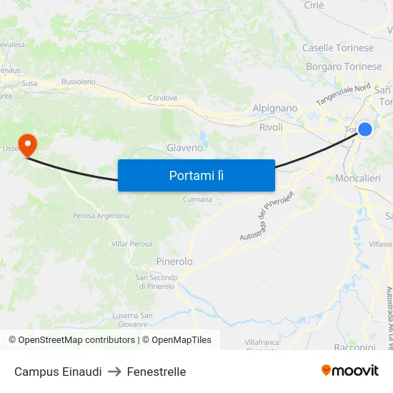 Campus Einaudi to Fenestrelle map