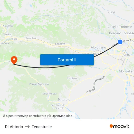 Di Vittorio to Fenestrelle map