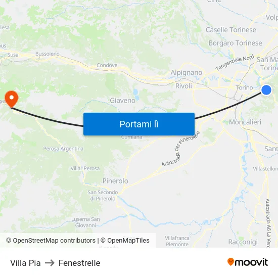 Villa Pia to Fenestrelle map