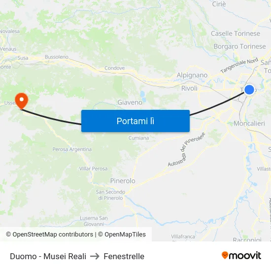 Duomo - Musei Reali to Fenestrelle map