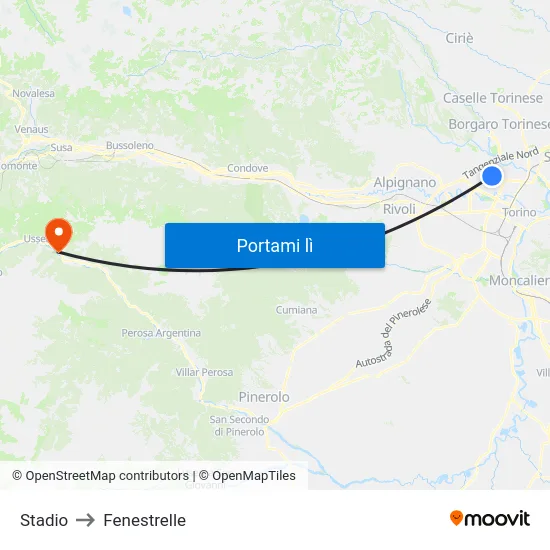 Stadio to Fenestrelle map