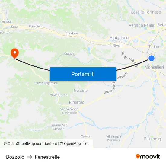 Bozzolo to Fenestrelle map