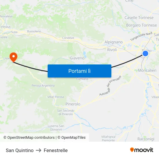 San Quintino to Fenestrelle map