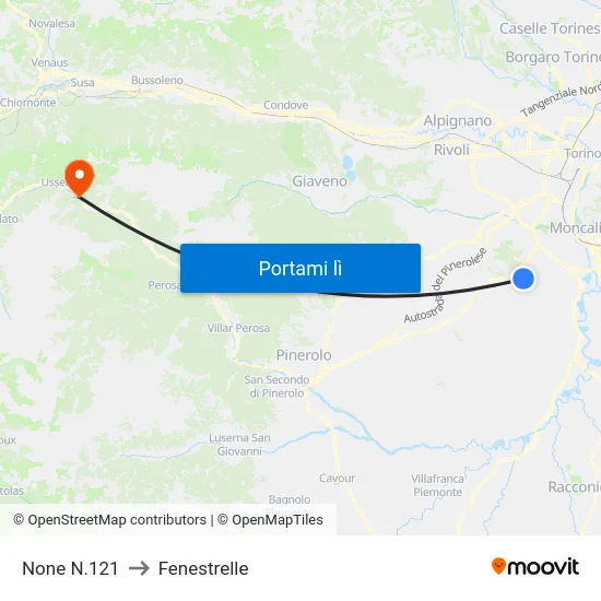 None N.121 to Fenestrelle map