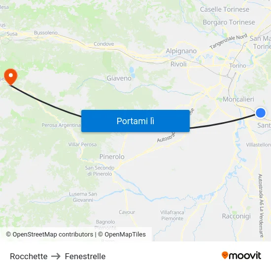 Rocchette to Fenestrelle map