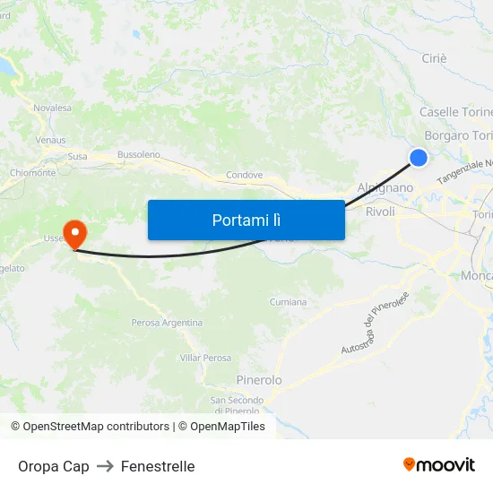 Oropa Cap to Fenestrelle map