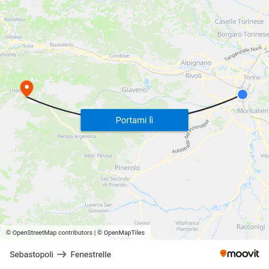 Sebastopoli to Fenestrelle map