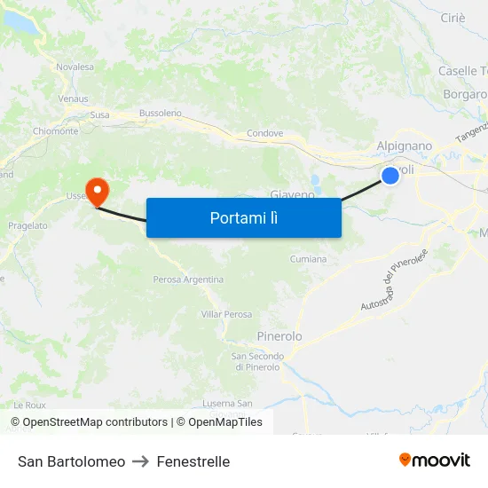 San Bartolomeo to Fenestrelle map