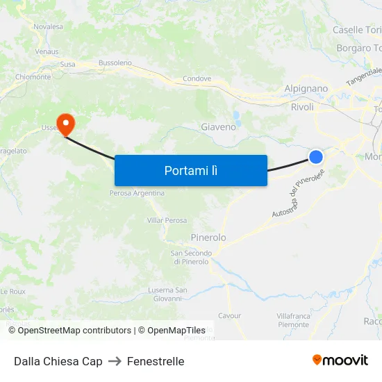Dalla Chiesa Cap to Fenestrelle map