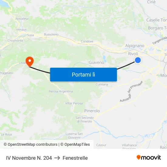 IV Novembre N. 204 to Fenestrelle map