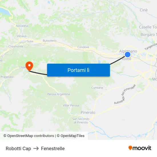 Robotti Cap to Fenestrelle map