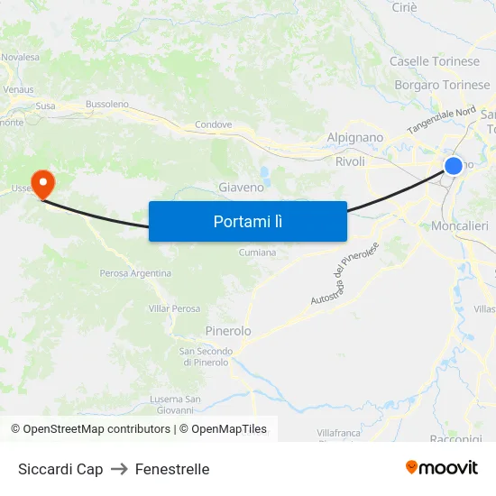 Siccardi Cap to Fenestrelle map