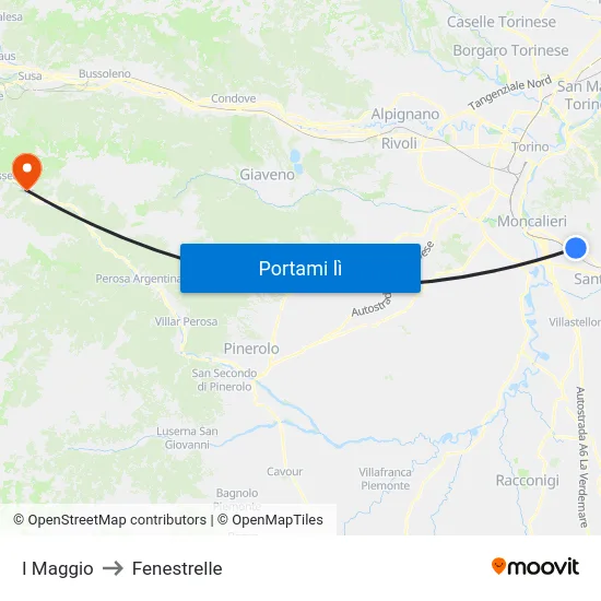 I Maggio to Fenestrelle map