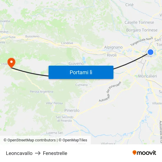 Leoncavallo to Fenestrelle map