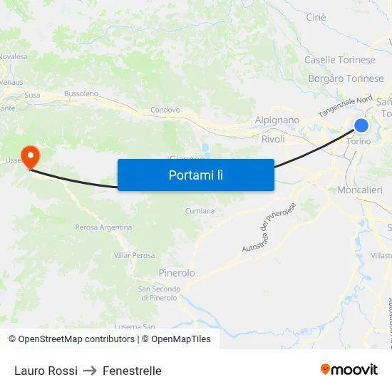 Lauro Rossi to Fenestrelle map