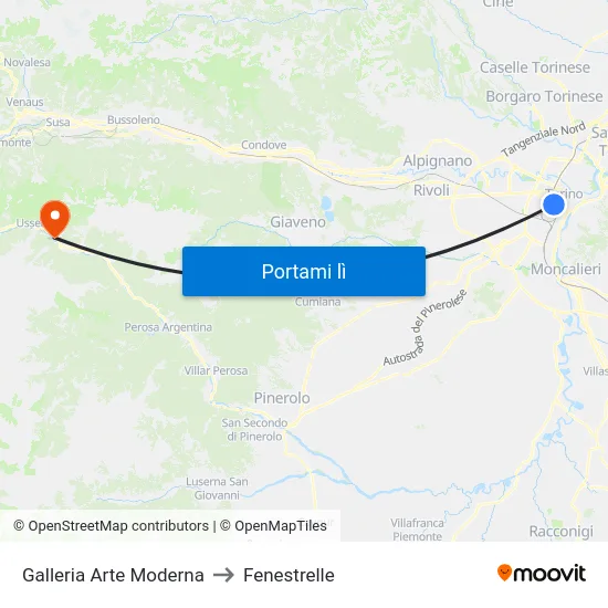 Galleria Arte Moderna to Fenestrelle map