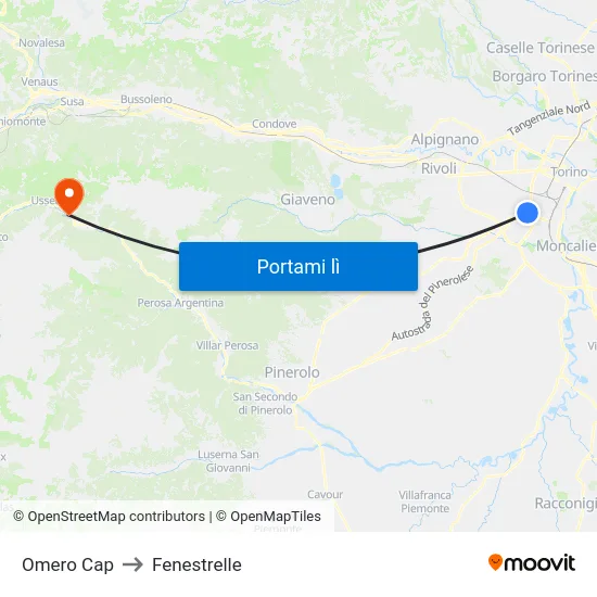 Omero Cap to Fenestrelle map
