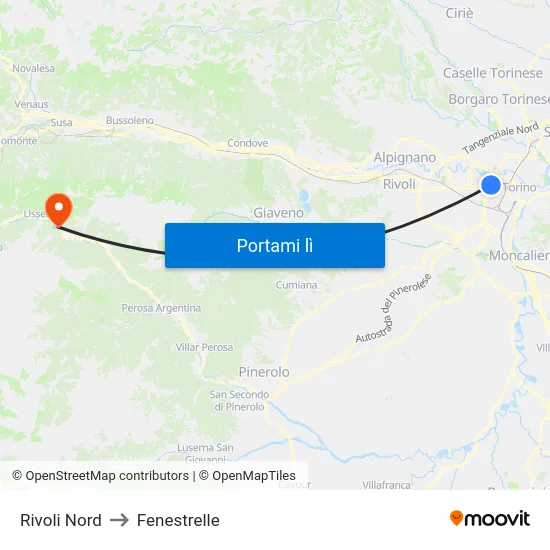Rivoli Nord to Fenestrelle map