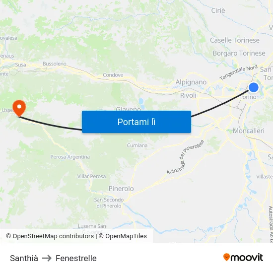 Santhià to Fenestrelle map