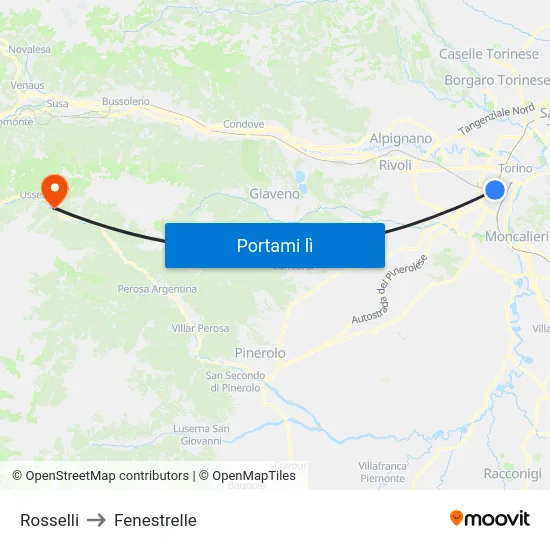 Rosselli to Fenestrelle map