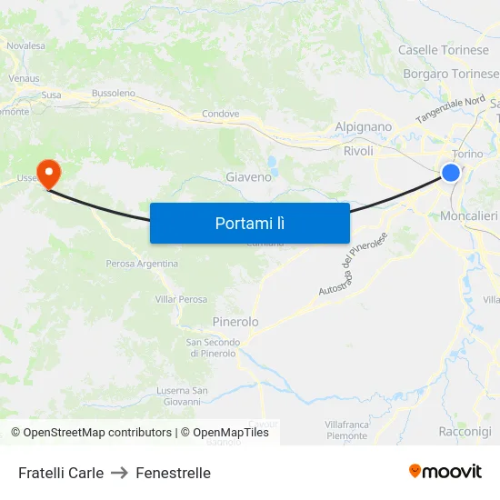 Fratelli Carle to Fenestrelle map