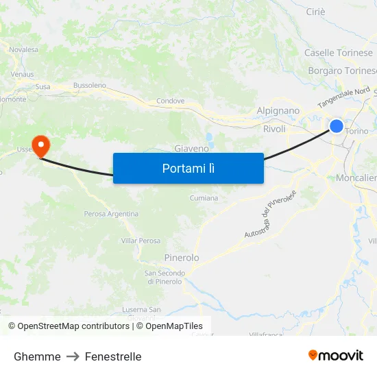 Ghemme to Fenestrelle map
