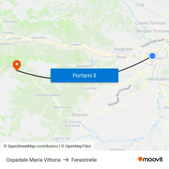 Ospedale Maria Vittoria to Fenestrelle map