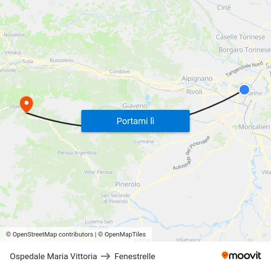 Ospedale Maria Vittoria to Fenestrelle map