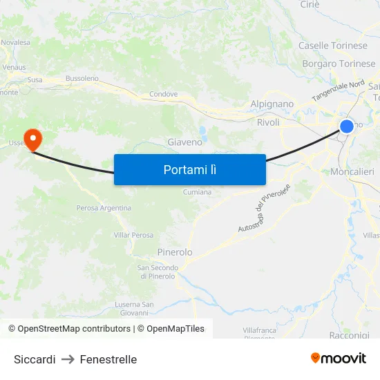 Siccardi to Fenestrelle map