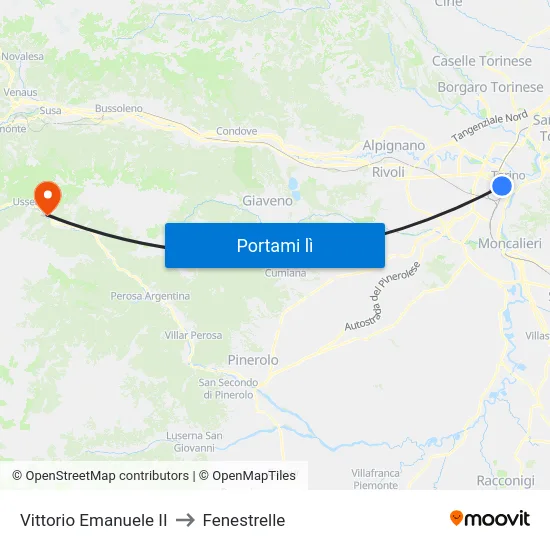 Vittorio Emanuele II to Fenestrelle map