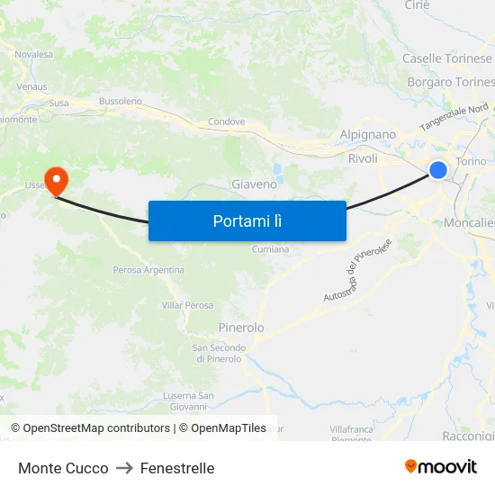 Monte Cucco to Fenestrelle map