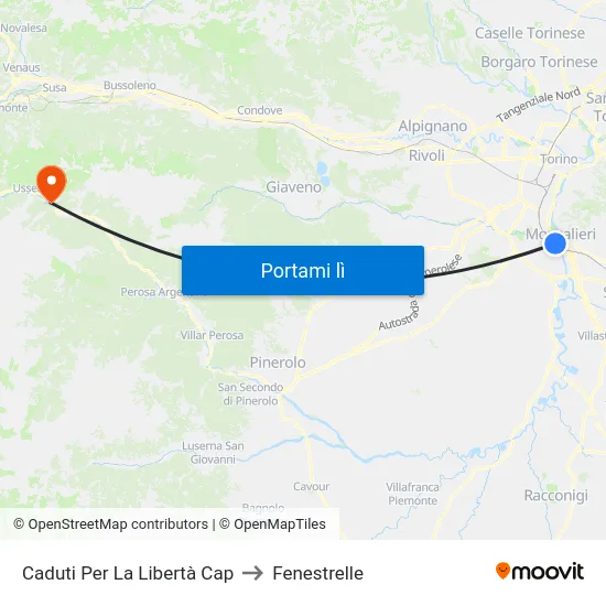 Caduti Per La Libertà Cap to Fenestrelle map