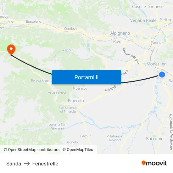 Sandà to Fenestrelle map