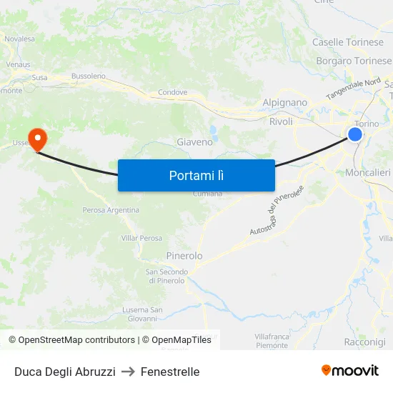 Duca Degli Abruzzi to Fenestrelle map