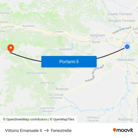 Vittorio Emanuele II to Fenestrelle map