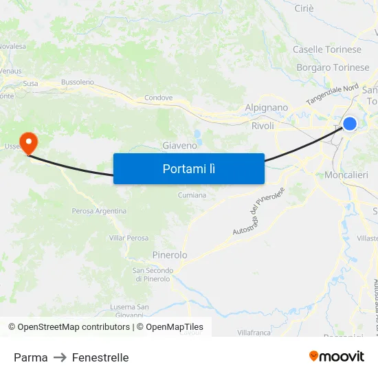 Parma to Fenestrelle map