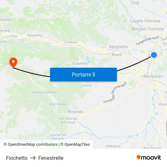 Fiochetto to Fenestrelle map