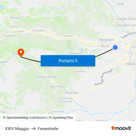 XXIV Maggio to Fenestrelle map