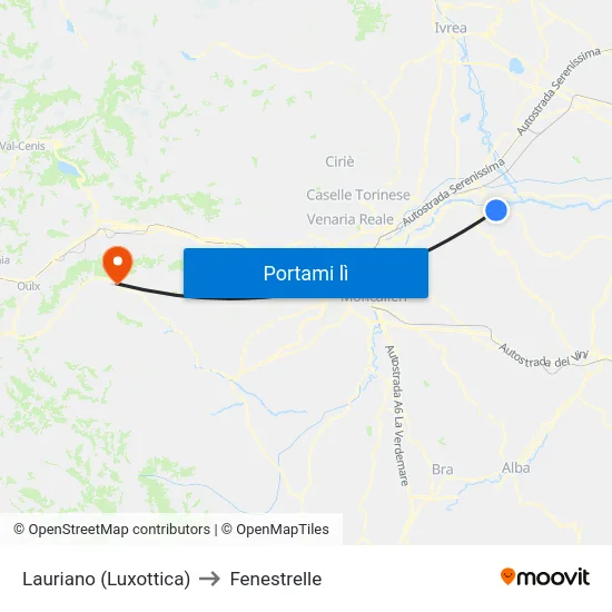 Lauriano (Luxottica) to Fenestrelle map
